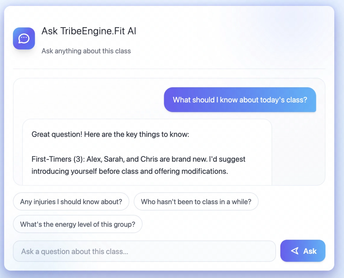 Ask AI - Chat with TribeEngine AI about your class