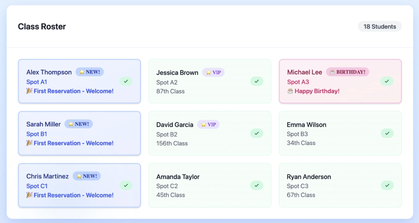 Class Roster - See your full class at a glance with member details